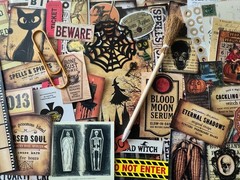 #731 -125+pcs WITCH W/ BROOM PEN SCRAP JUNK JOURNAL KIT REAL EPHEMERA – JOURNAL