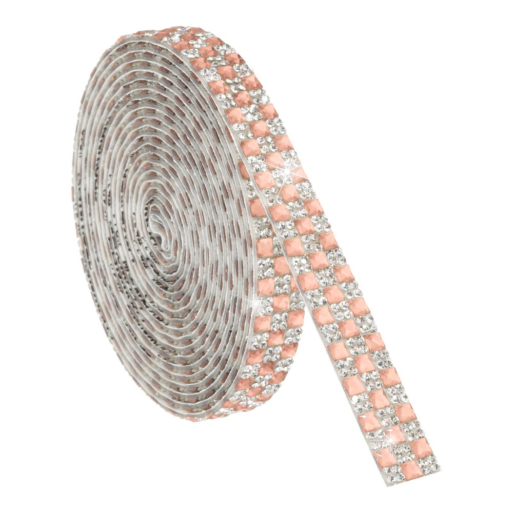 3 Yard Rhinestone Ribbon, 4mm x 4mm Crystal Rhinestone Strips, Champagne