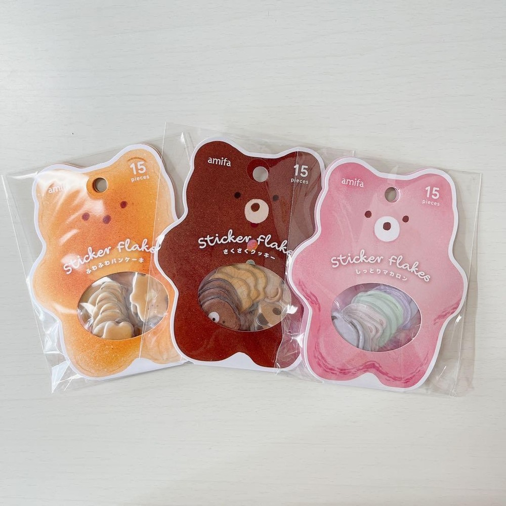 Cute Bear Flake Stickers 3 Piece Set Kawaii Japanese Animal Aesthetic Seal