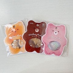 Cute Bear Flake Stickers 3 Piece Set Kawaii Japanese Animal Aesthetic Seal
