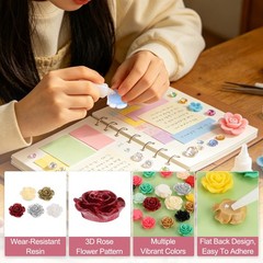 20mm Resin Rose Flatback Charms, 40 Pcs Cabochon Embellishment, Mixed Colors