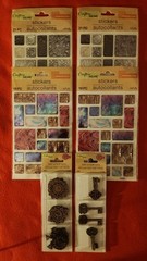 Lot of 6 Crafters Square texture Puffy stickers tile border gems 80 pc & laser..