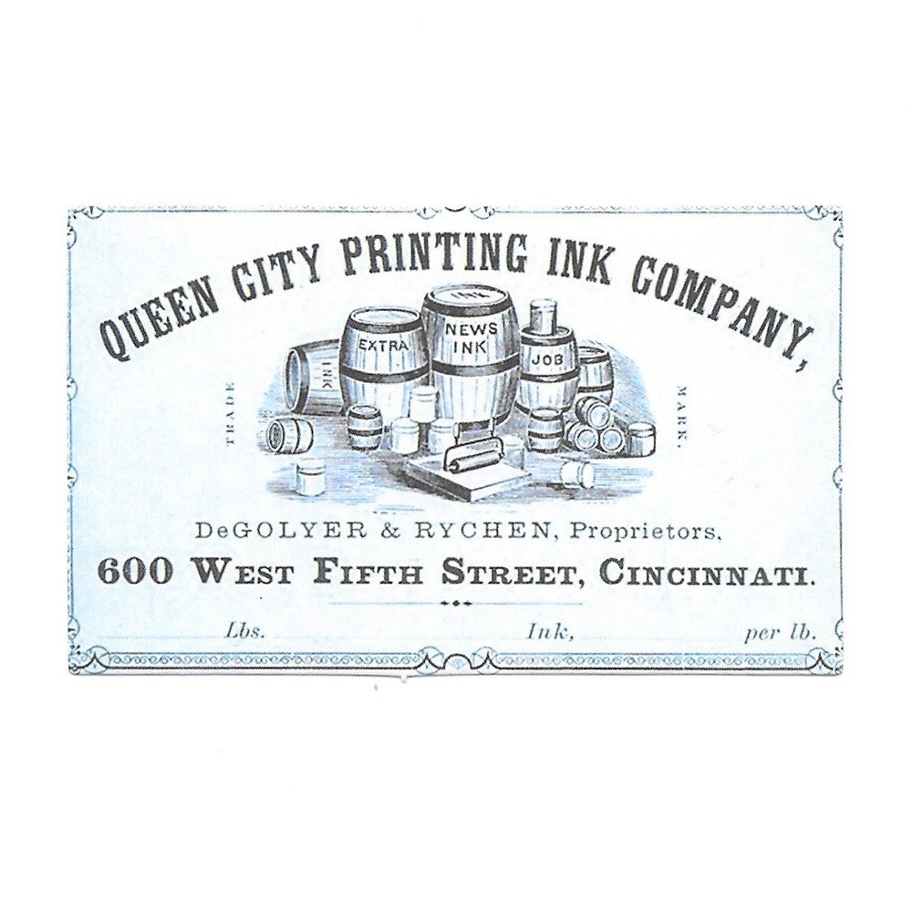 Vintage Queen City Printing Ink Company Cincinnati Ohio Label Paper Sticker