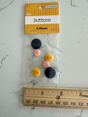 Colorbok Buttons 6 Pieces ~ Baby ~ Dark Blue Pink Yellow ~ Scrapbooking Crafts