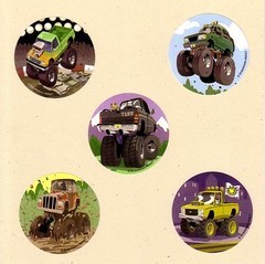 10 Tuff Monster Trucks – Large Stickers – Party Favor – Rewards – Vehicles
