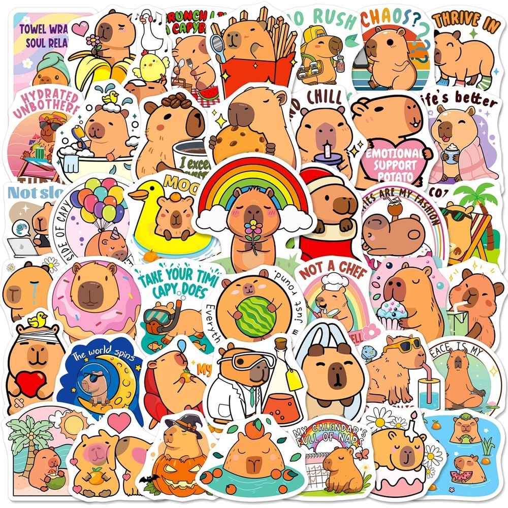 200PCS Capybara Stickers for Kids Teens, Cute Capybara Stickers for Water Bot…