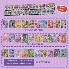 800Pcs Vintage Japanese Sticker Book,Y2K Retro Heisei Showa Manga Style Japan…
