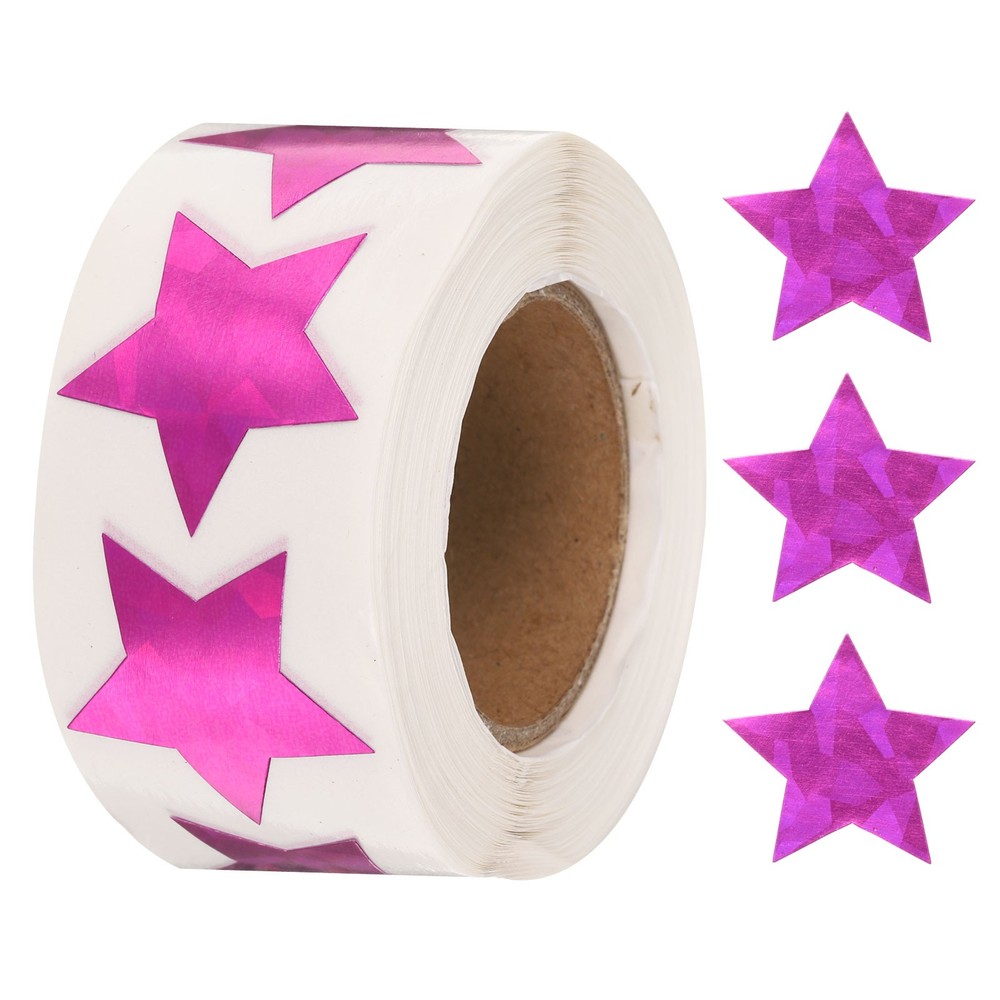 500pcs Star Stickers 1 Inch Self-Adhesive Stickers Label for Shop Home, Rose Red