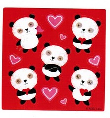 Valentine Heart Love PANDA Bears Stickers! 7 Small Sheets