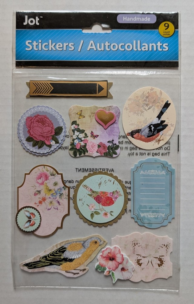 Birds Butterflies & Flowers Scrapbooking Stickers By Jot