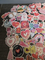 Pink Red Multicolor Love Hearts Valentines Flakes Stickers 80 count