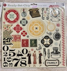 Cosmo Cricket **CIRCA 1934** 12×12 Ready-Set-Chip Chipboard Embellishments NEW