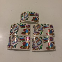 Vtg 1980s stickers Hambly Studios Mylar Foil Shiny Birthday Stickers Set 5 (a83
