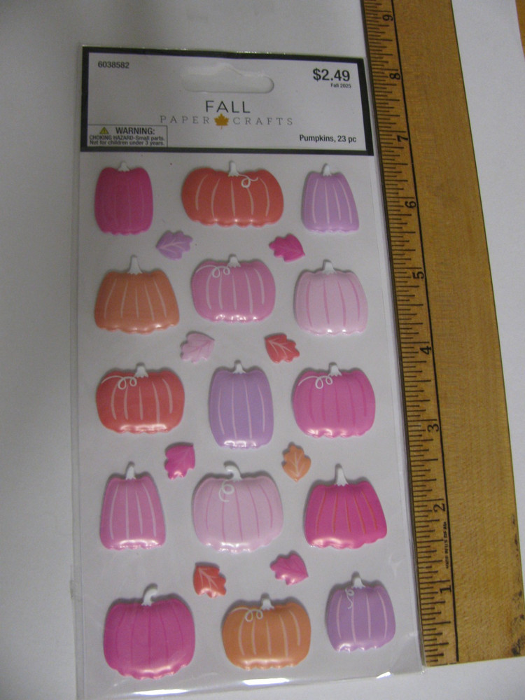 Hobby Lobby PUMPKINS & LEAVES Puffy Stickers 23 Pieces Multi Color NIP
