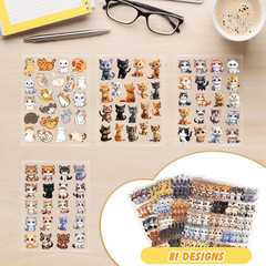 405 PCS Cute Cat Sticker, 20 Sheets Scrapbook Stickers, Kawaii Stickers for Scra