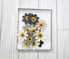 Daisies Layered paper flowers Black white daisy gem embellishment Fall 8 package