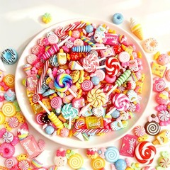 120Pcs Mixed Colors Cute Candy Slime Charms, 0.6–1.2 inches,