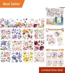 Festive Floral Stickers – 12 Rub on Transfers for Charming Indoor & Outdoor Use
