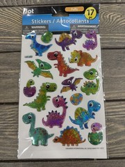 Jot Puffy Glitter Dinosaur Stickers 17 pc Scrapbooking Kids Crafts Multi-Color