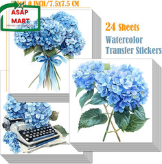 24 Sheets of Watercolor Style Rub on Transfers for Crafts – Perfect for Glass, P