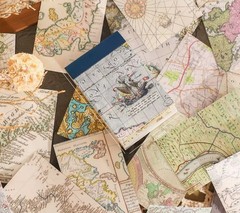 Nautical Maps 50-Sheet Sticker Paper Book Vintage Scrapbook Washi Crafts Journal