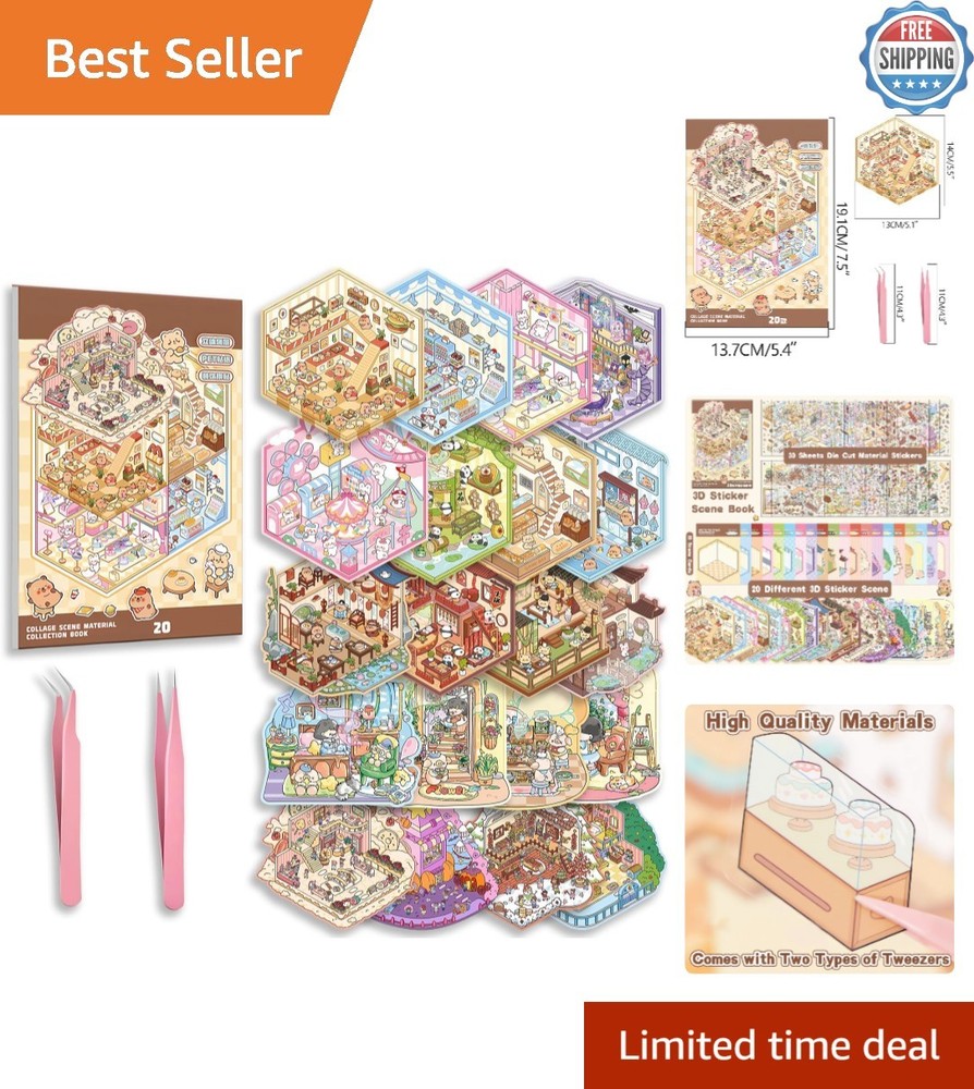 Customizable 3D Sticker Scene Book – 20 Sets for Creative Play and Therapy