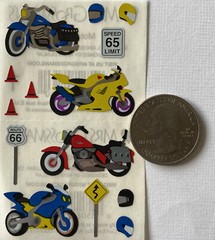 MOTORCYCLE Foil Stickers(14pc)Mrs. Grossman’s•Riding•Helmet•Speed •Route 66•Road