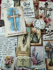 #773 – SMALL FAITH & FLORAL Junk Journal Scrapbooking Kit – 15 Pieces SHIPS FREE