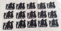 Christmas Die Cuts * Christmas Tree Decorating Scene * Set of 15 White or Black