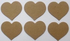 {6} 1.5″ PRETTY HEARTS – Raw Bare Unfinished Chipboard Die Cuts Embellishments