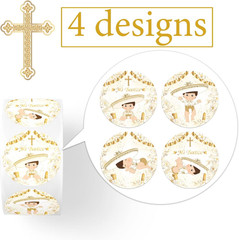 500Pcs Mi Bautizo Decor-Mi Bautizo Stickers Roll Thank You Label Stickers