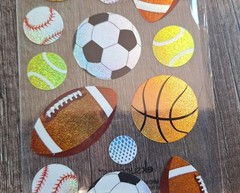 Sticko Stickers Sports Balls 15 pcs basketball football soccer golf tennis base