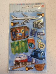 Punch Studio 3-Dimensional Stickers Train Luggage Map Plane Ticket Scrapbooking