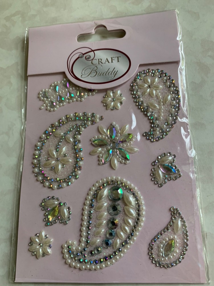 3D ADHESIVE GEMSTONE CLEAR GEMSTONE PASLEY & FLOWER SHAPES 10 PCS