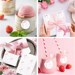 500Pcs Pink Bow Thank You Stickers Coquette Watercolor Bowknot Paper Label Decal