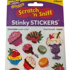 TREND CHOCOLATE CUPCAKE Scratch n Sniff Stinky Stickers 72 CT Party Loot T83038