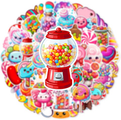 Cute Candy Stickers 50Pcs Waterproof Vinyl for Scrapbook Journal Laptop