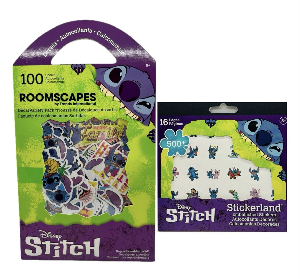 Disney x Roomscapes Stitch 100 Decal Variety Pack & 16 Pages 500+ Sticker Book