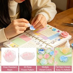 23mm Resin Rose Flatback Charms, 40 Pcs Flatback Cabochon, Gradient Light Pink