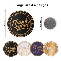 500pcs Foil Thank You Stickers 2 inch Round Waterproof Thank You for Supporting