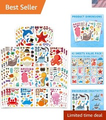 Vibrant 42 Pcs Ocean Animals Stickers – Mix & Match for Endless Creativity!