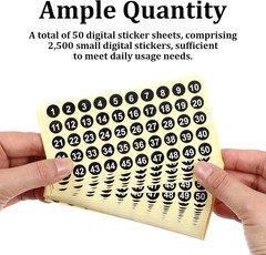 Durable 2500 Pcs Black Round Number Stickers – 0.4 Inch for Indoor/Outdoor Use