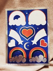Vintage 80s FOIL 1981 Rainbow Clouds Stars Heart Stickers Hallmark Partial