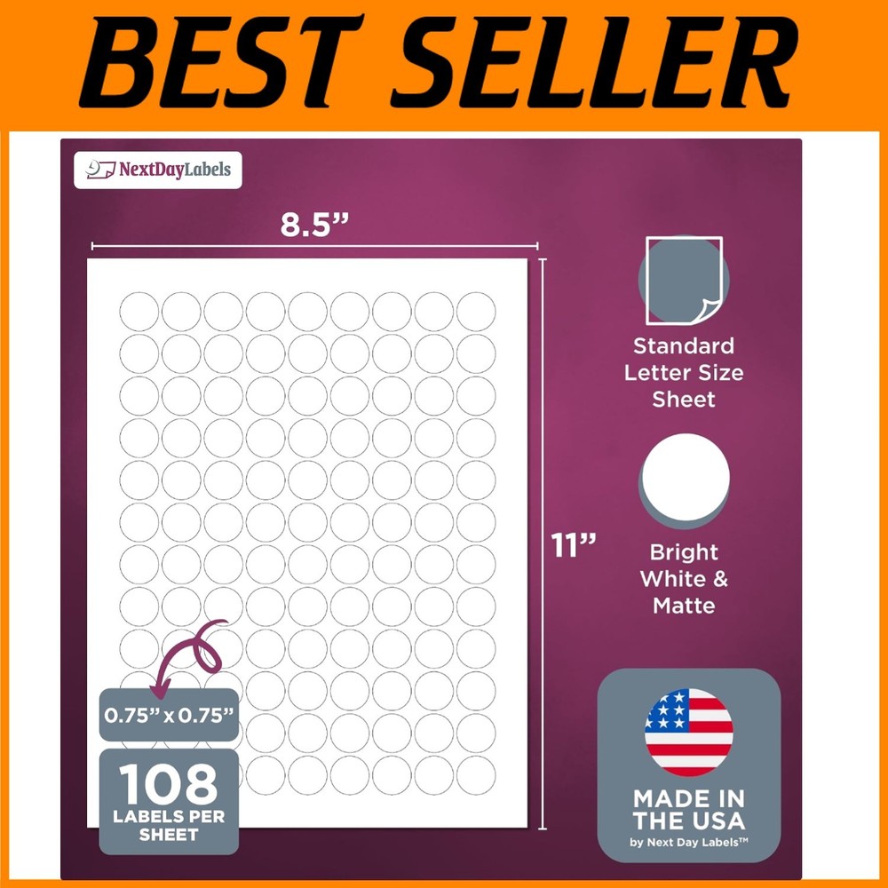 Inventory Labels – 0.75″ Round – 27000 Stickers – 250 Sheets
