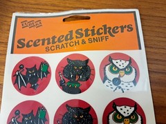 Vtg Eureka Scratch ‘n Sniff Stickers Halloween Lot Owl Cat Bat Jack ‘O Lanterns