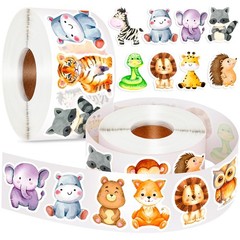1200 Pcs Cute Baby Animal Stickers for Kids – Bulk Roll, 16 Fun Styles