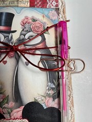 valentines junk journal scrapbook tassel pen clip 74 pages penguin couple
