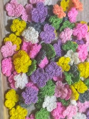 Crochet Flowers Small 100 pcs Pastel Spring Crafts Decoration New Holiday Card D