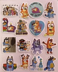 Set #2 ~ 16 PCs. Bluey Glossy Stickers 1.5″ to 1 3/4″ ~ Junk Journal Kids Crafts