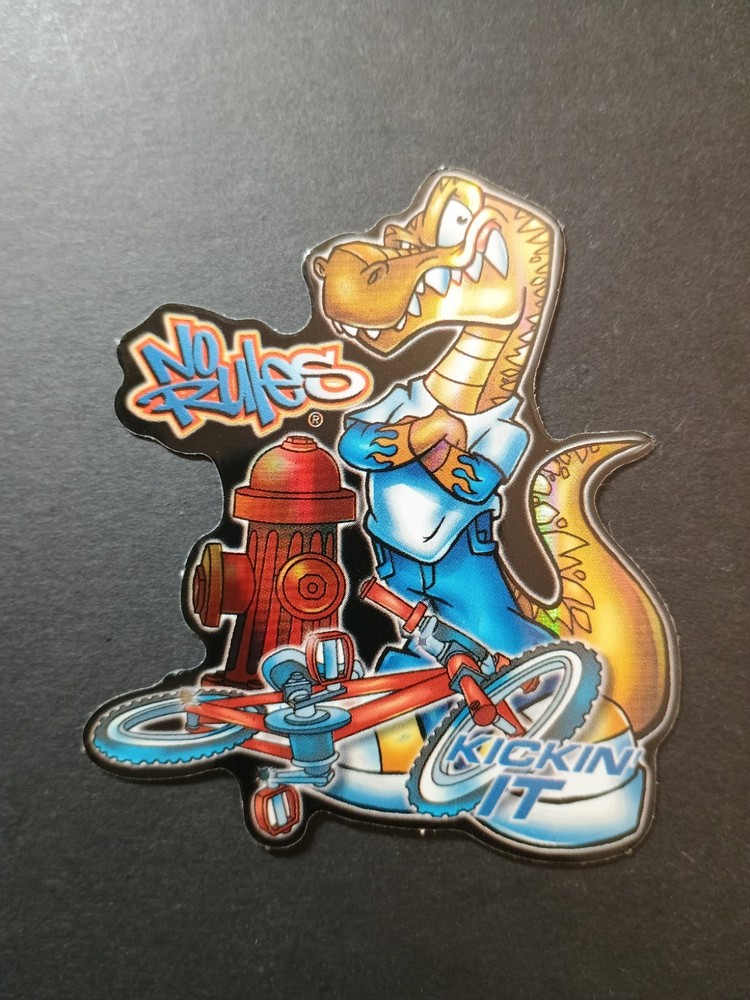 Vintage No Rules Biking Sports Prism Vending Sticker VSI 2003 Kickin It